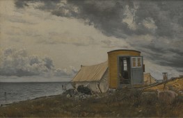 View of a Shore with the Artist's Wagon and Tent ..., 1913 by Laurits Andersen Ring | Painting Reproduction