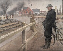Waiting for the Train. Railway Crossing at Roskilde Road | Laurits Andersen Ring | Painting Reproduction