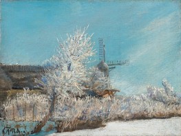 Winter Day with Mill and Thatched Farm Building | Laurits Andersen Ring | Painting Reproduction