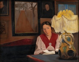 Lamplight. Interior with the Artist's Wife, 1898 by Laurits Andersen Ring | Painting Reproduction