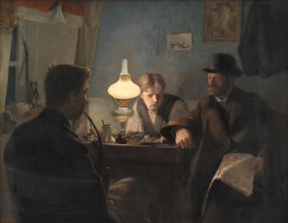 A Visit to a Shoemaker's Workshop, 1885 by Laurits Andersen Ring | Painting Reproduction