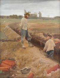 Drain Pipe Diggers, 1885 by Laurits Andersen Ring | Painting Reproduction