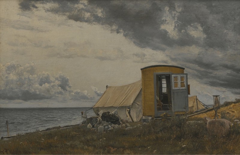 View of a Shore with the Artist's Wagon and Tent at Enö, 1913 | Laurits Andersen Ring