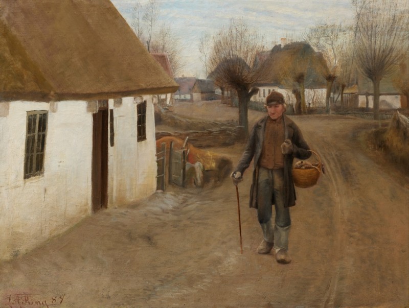 Country Road with a Walking Man. Winter, 1887 | Laurits Andersen Ring