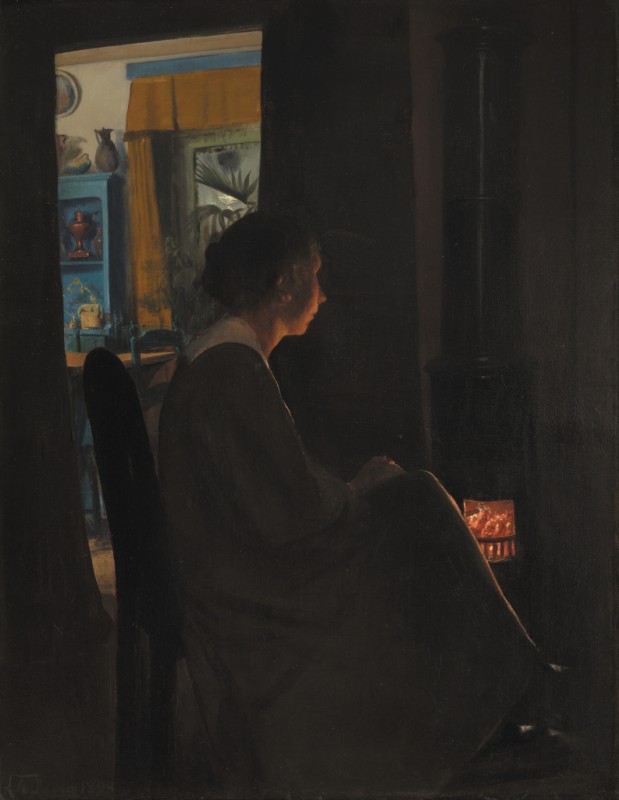 Twilight. the Artist's Wife by the Stove, 1898 | Laurits Andersen Ring