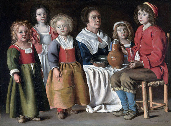 A Woman and Five Children, 1642 | Le Nain Brothers | Painting Reproduction