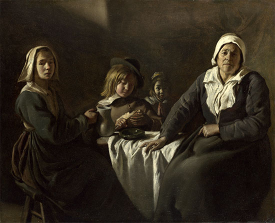 Four Figures at a Table, c.1643 | Le Nain Brothers | Painting Reproduction