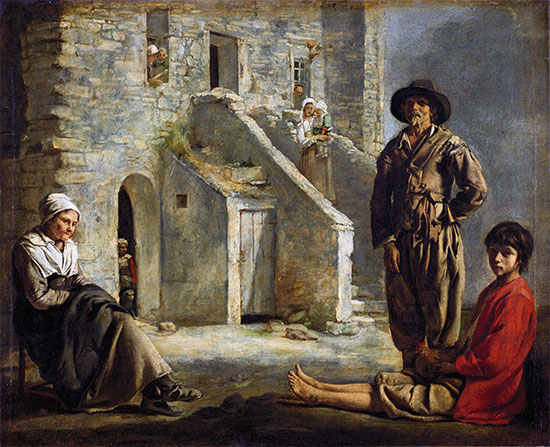 Peasants Before Their House, c.1641 | Le Nain Brothers | Painting Reproduction