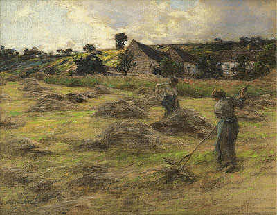 Haymaking Behind the Farm, 1878 | Leon-Augustin Lhermitte | Painting Reproduction