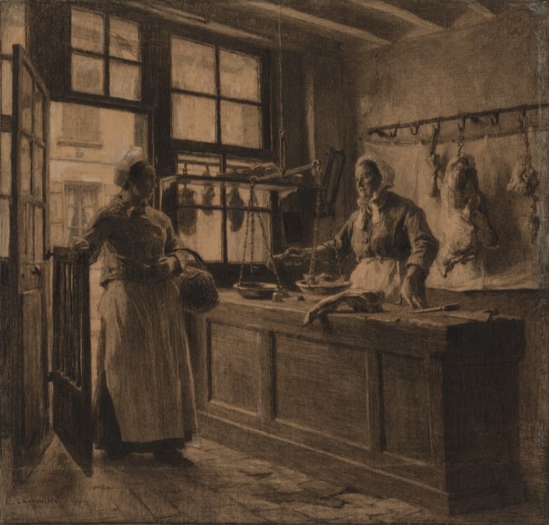 Interior of a Butcher Shop, 1881 | Leon-Augustin Lhermitte