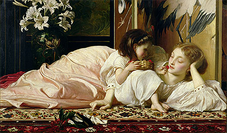 Mother and Child (Cherries), c.1865 | Frederick Leighton | Gemälde Reproduktion