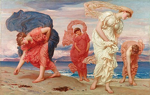 Greek Girls Picking up Pebbles by the Sea | Frederick Leighton | Painting Reproduction