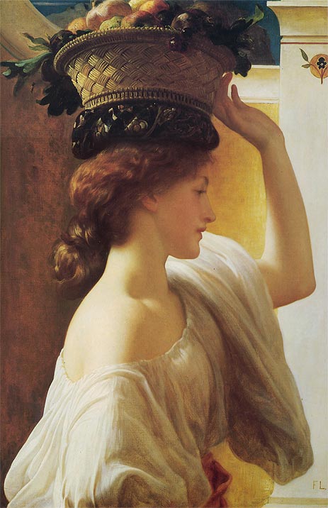 Eucharis - Ein Mädchen mit einem Korb voller Früchte | Frederick Leighton | Gemälde Reproduktion