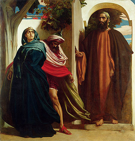 Jezebel and Ahab Met by Elijah, c.1862/63 | Frederick Leighton | Gemälde Reproduktion