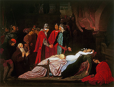 The Reconciliation of the Montagues and the Capulets over the Dead Bodies of Romeo and Juliet, undated | Frederick Leighton | Painting Reproduction