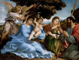 Madonna und Kind mit den Heiligen Katharina und Thomas (Sacra Conversazione) | Lorenzo Lotto | Gemälde Reproduktion