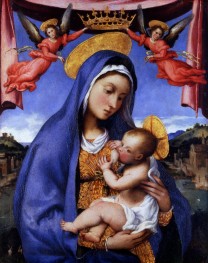 Madonna mit Kind, gekrönt von Engeln | Lorenzo Lotto | Gemälde Reproduktion