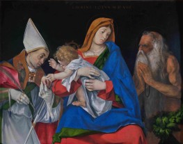 Madonna mit Kind zwischen den Heiligen Ignatius von Antiochia und Onuphrius | Lorenzo Lotto | Gemälde Reproduktion
