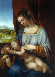 Madonna mit Kind und dem kleinen Johannes dem Täufer | Lorenzo Lotto | Gemälde Reproduktion