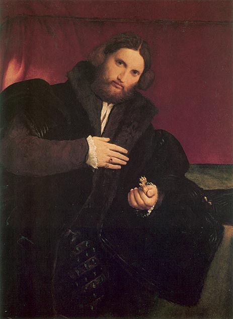 Man with a Golden Paw, c.1524/25 by Lorenzo Lotto | Painting Reproduction