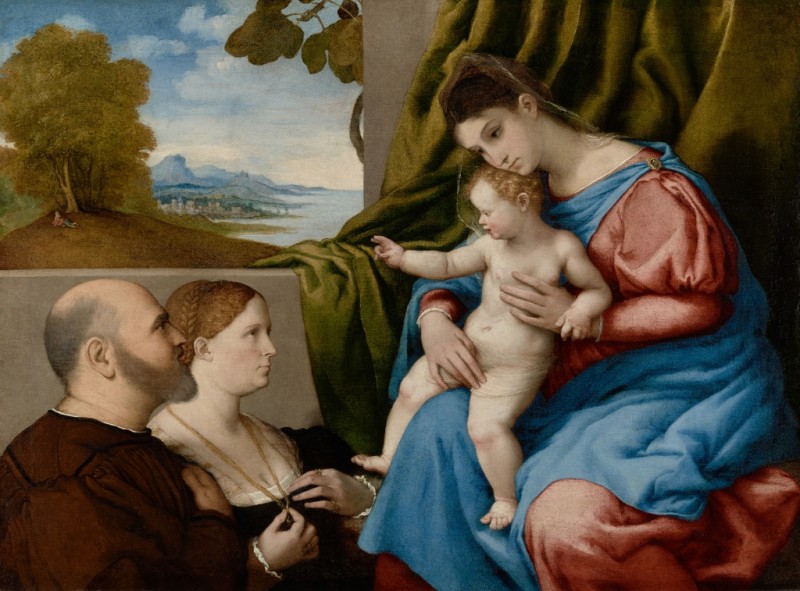 Lorenzo Lotto | Madonna und Kind mit zwei Stiftern, c.1525/30 Madonna und Kind mit zwei Stiftern, c.1525/30 | Lorenzo Lotto