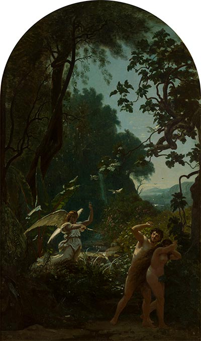 Adam und Eva aus dem Paradies vertrieben, 1877 von Louis Français | Gemälde-Reproduktion