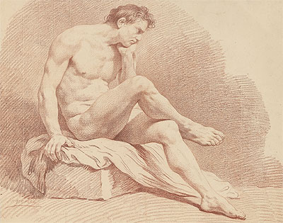 Seated Male Nude, undated | Lagrenee | Painting Reproduction