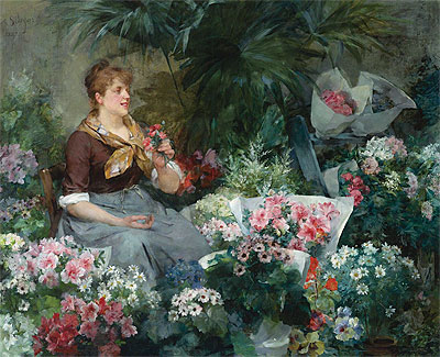 The Flower Seller, 1887 | Louis Marie de Schryver | Painting Reproduction