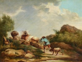 Landschaft mit Vieh | Philip James de Loutherbourg | Gemälde Reproduktion