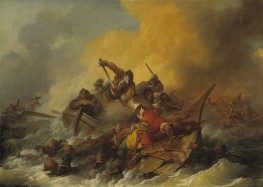 Battle at Sea between Soldiers and Oriental Pirates | Philip James de Loutherbourg | Painting Reproduction