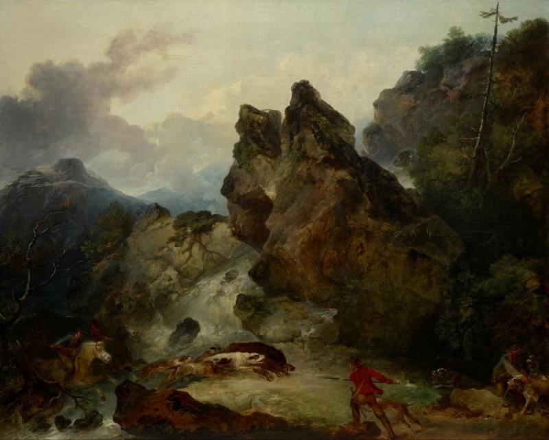 Philip James de Loutherbourg | Landschaft mit Eberjagd, 1780 Landschaft mit Eberjagd, 1780 | Philip James de Loutherbourg