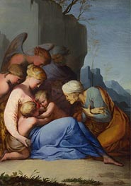 The Holy Family with Saints and Angels, a.1642 von Lubin Baugin | Gemälde-Reproduktion