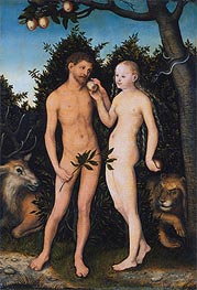 Adam und Eva im Paradies (Sündenfall), 1531 von Lucas Cranach | Gemälde-Reproduktion