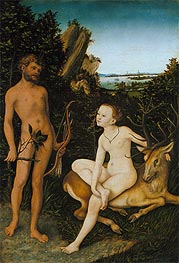 Apoll und Diana in waldiger Landschaft | Lucas Cranach | Gemälde Reproduktion