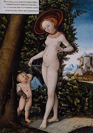 Venus with Cupid the Honey Thief, undated by Lucas Cranach | Painting Reproduction
