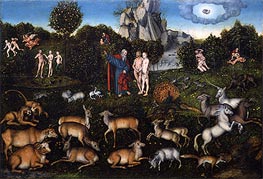 Das Paradies, 1530 von Lucas Cranach | Gemälde-Reproduktion