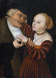 An Old Man with a Girl, c.1530/40 by Lucas Cranach | Painting Reproduction