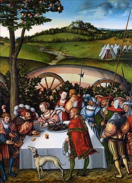 Judith Dining with Holofernes, 1531 von Lucas Cranach | Gemälde-Reproduktion