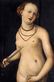 The Suicide of Lucretia, a.1537 von Lucas Cranach | Gemälde-Reproduktion