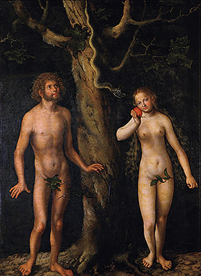 Adam and Eve, undated | Lucas Cranach | Gemälde Reproduktion