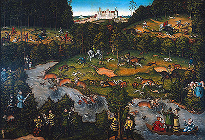 Hunting near Hartenfels Castle, 1540 by Lucas Cranach | Painting Reproduction