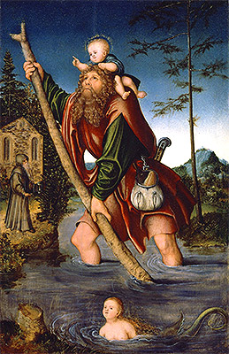 Saint Christopher, 1518/20 by Lucas Cranach | Painting Reproduction