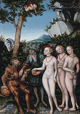 Judgment of Paris, 1530 by Lucas Cranach | Painting Reproduction