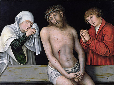 Christus als Schmerzensmann mit der Jungfrau und St. Johannes | Lucas Cranach | Gemälde Reproduktion