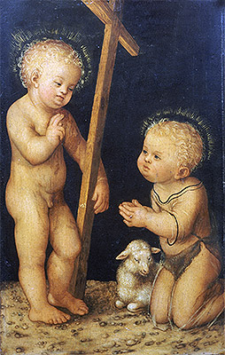 Das Christuskind segnet den kleinen Johannes den Täufer | Lucas Cranach | Gemälde Reproduktion