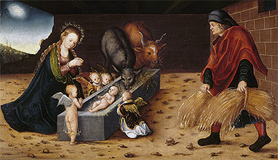 The Nativity with Adoring Child Angels, n.d. by Lucas Cranach | Painting Reproduction