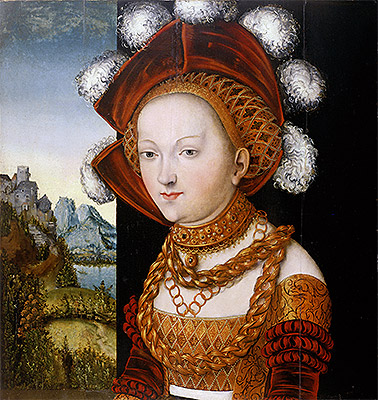 A Finely Dressed Young Lady, c.1530 | Lucas Cranach | Painting Reproduction