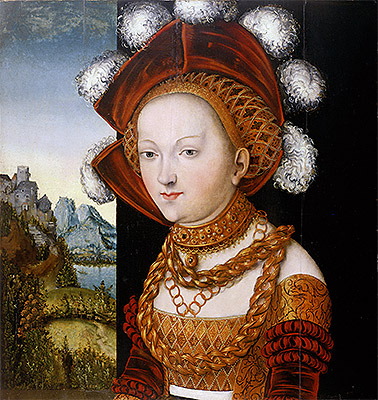 A Finely Dressed Young Lady, c.1530 by Lucas Cranach | Painting Reproduction