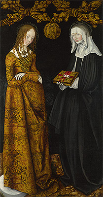 Saints Christina and Ottilia (The St Catherine ..., 1506 by Lucas Cranach | Painting Reproduction