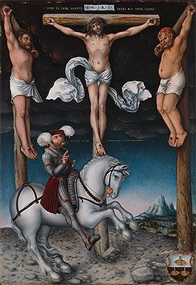 The Crucifixion with the Converted Centurion, 1538 | Lucas Cranach | Gemälde Reproduktion